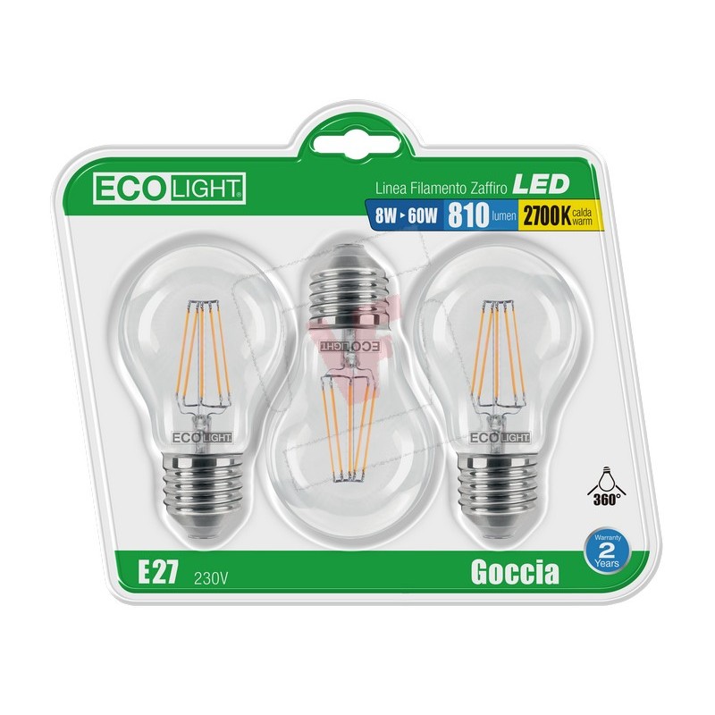 Lampada Goccia Led Colorata Verde E27 6w