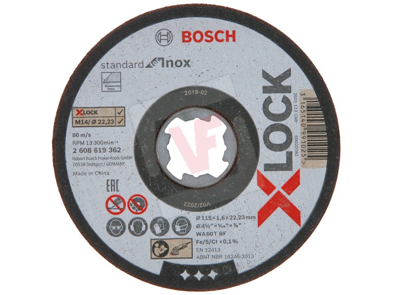 Bosch DISCO ABRASIVO PIANO X-LOCK per taglio inox Ø mm. 115x1,6x22,2