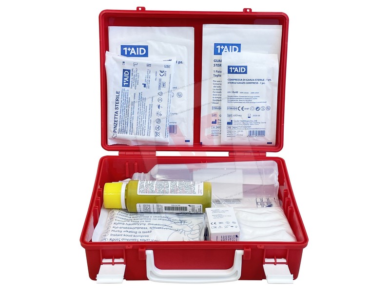 VALIGETTA PRONTO SOCCORSO IN POLIPROPILENE cm. 25x9x19 h col. rosso -  ALLEG.2