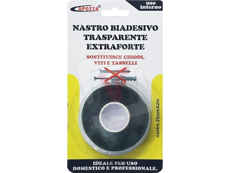 NASTRO BIADESIVO TRASPARENTE EXTRAFORTE mm. 19x2 mt.