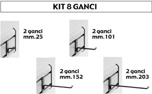 SISTEMA GARAGE Kit 8 ganci