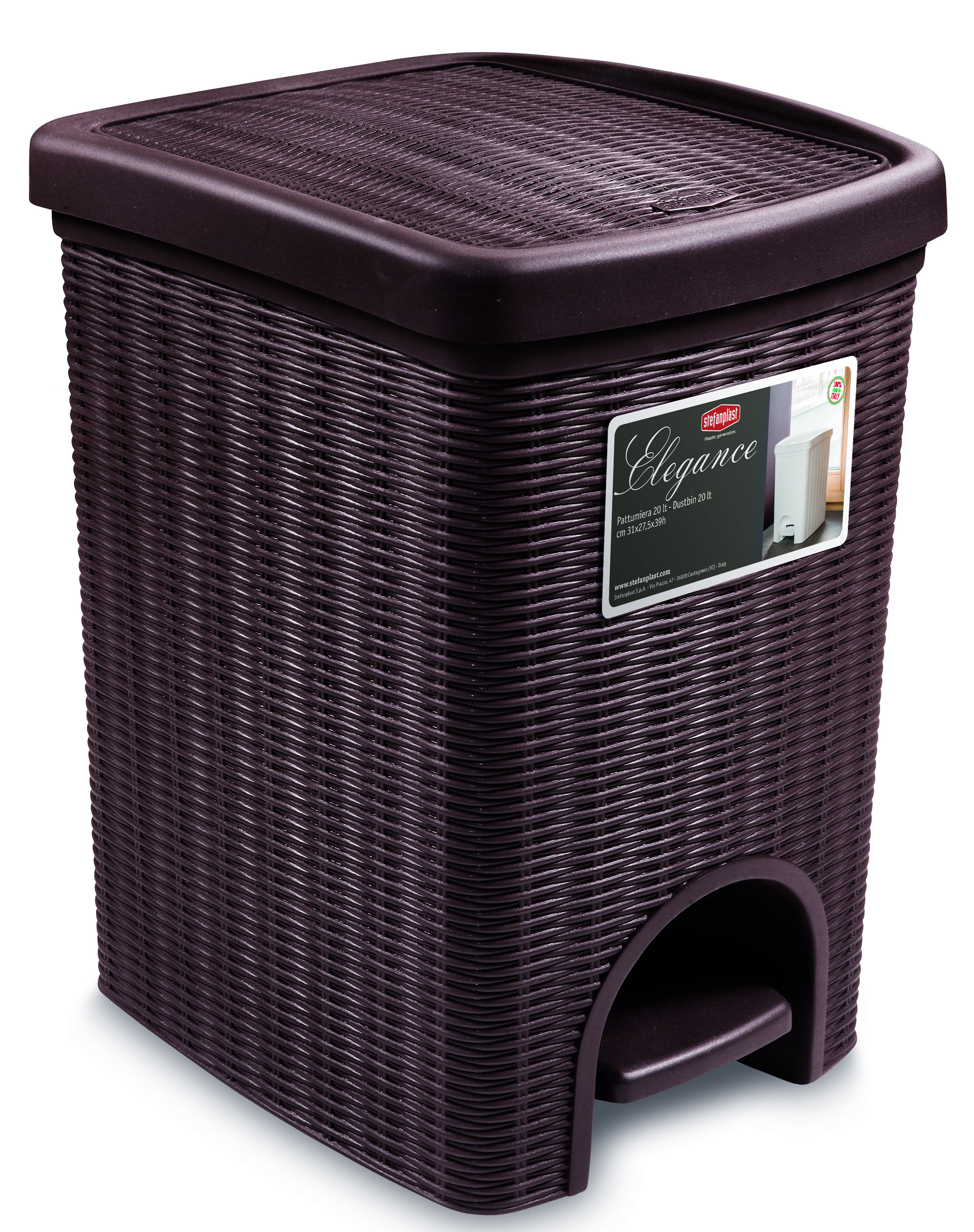 Stefanplast Pattumiera Bagno Elegance Lt.20 - Cm. 31X27,5X39 H Col. Tortora -
