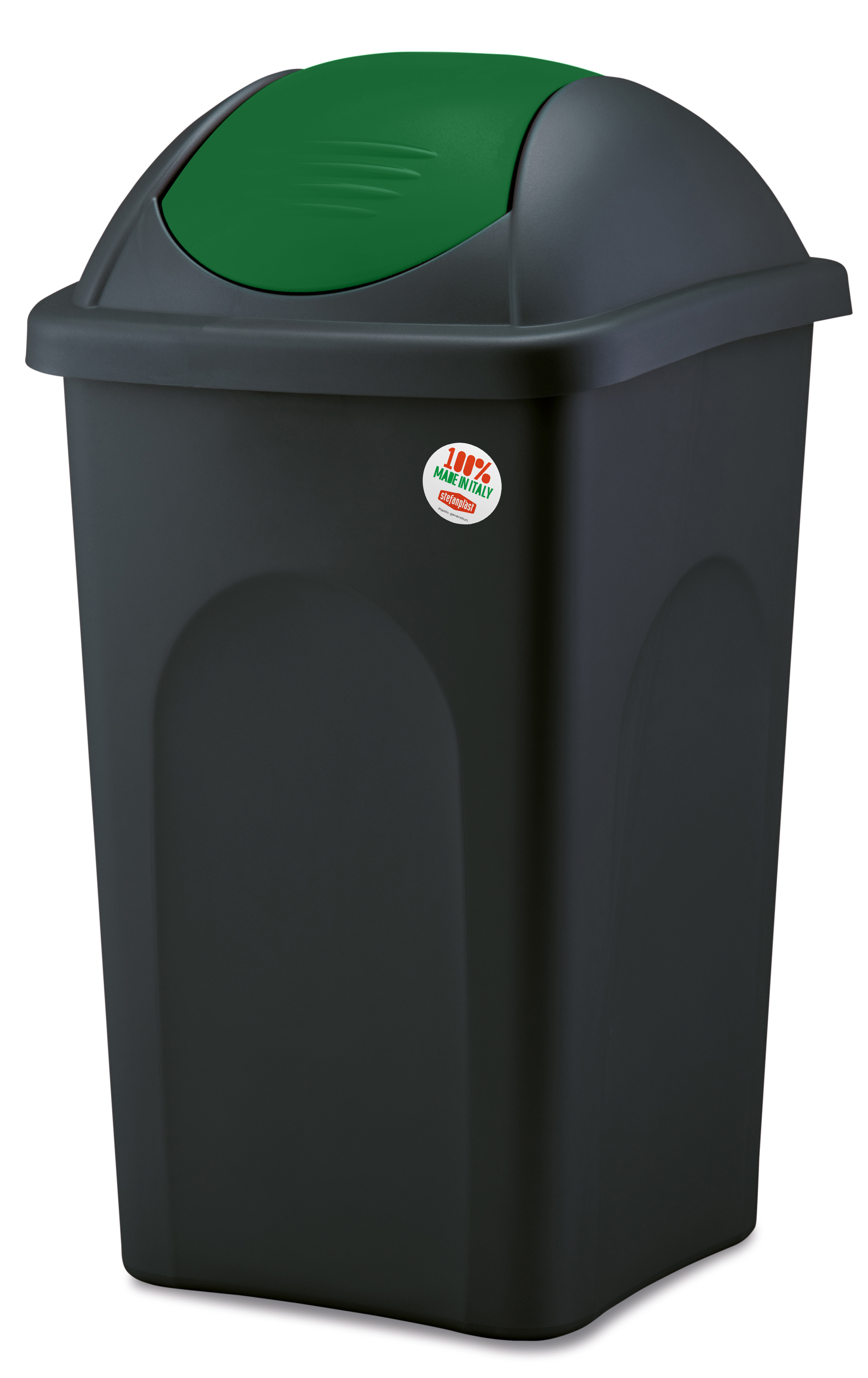 Stefanplast Pattumiera Basculante Multipat Lt. 30 - Cm. 29X39X50 H Col.Nero/Verde -