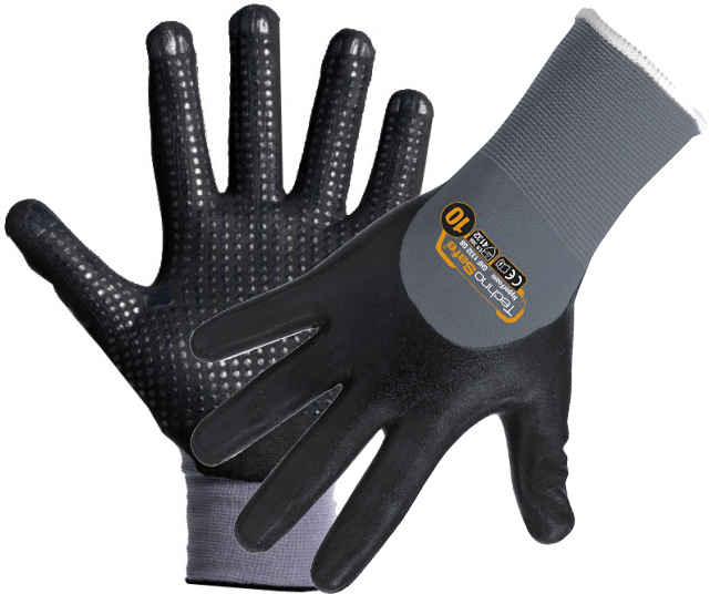 GUANTI IN NITRILE PALMO PUNTIN Col. Nero tg.10