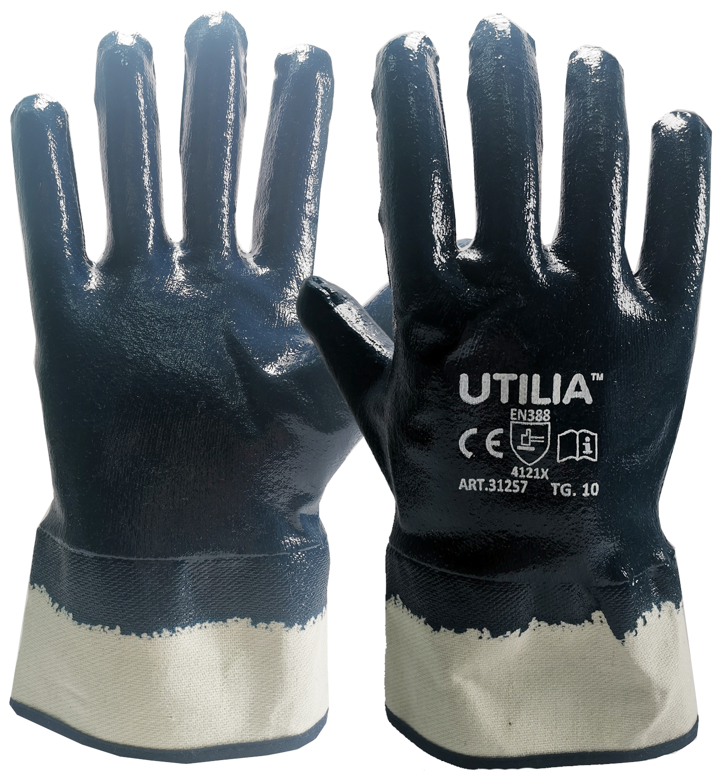 Utilia GUANTI N.B.R. CON MANICOTTO Col. Blu tg.11