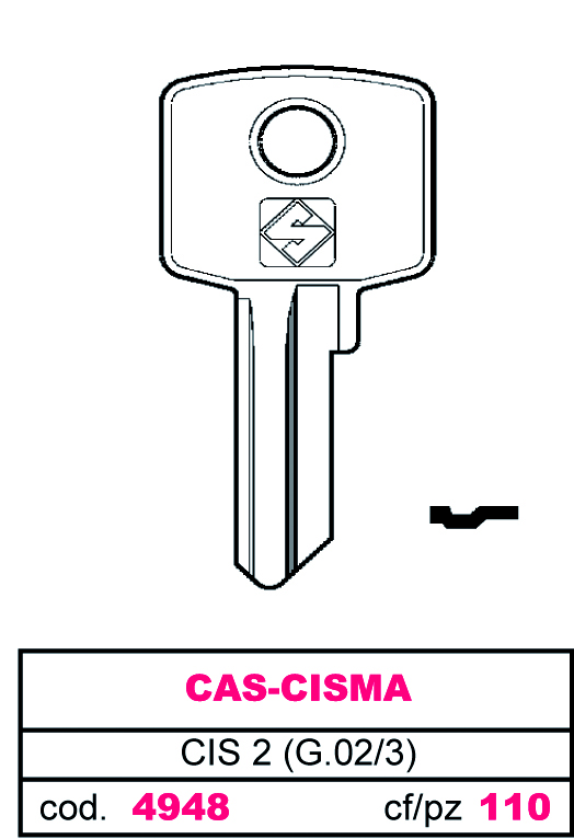 Silca Chiave Asc Cis 2 (G.Vac 3) CAS-CISMA --image