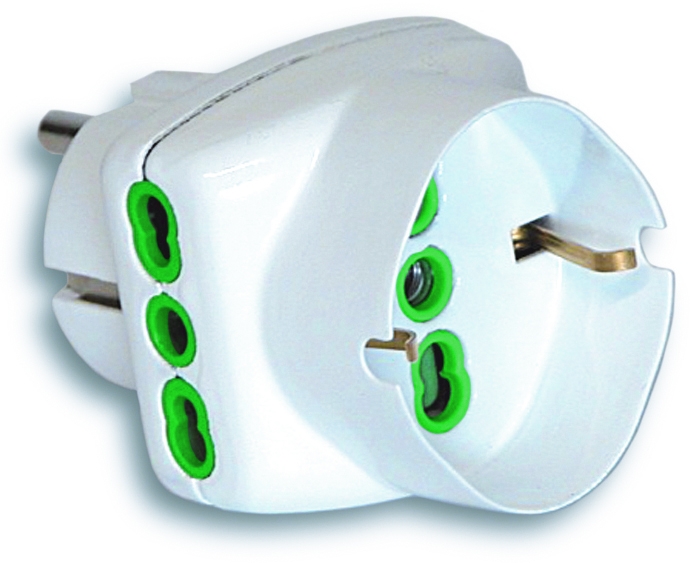 Fanton Adattatore Triplo In Blister 2P+T Spina Schuko/2 Prese 10/16A+Schuko -