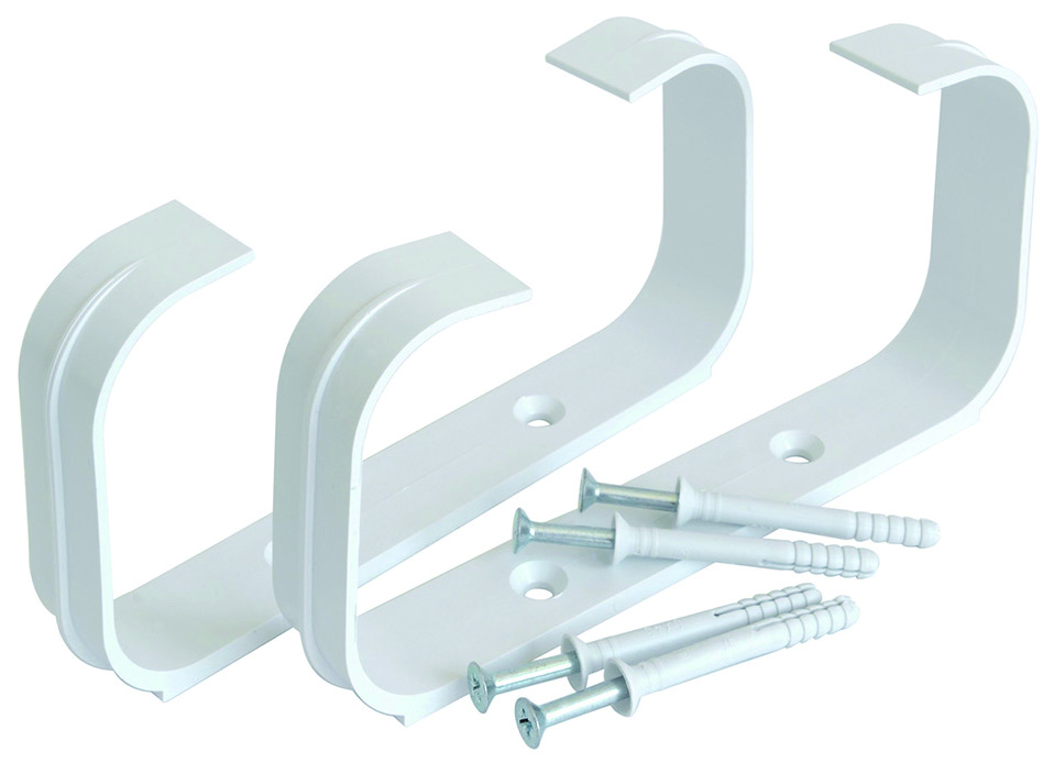 STAFFA FERMATUBO PER AERAZIONE CANALIZZATA mm. 150X70, con tasselli e viti, col. Bianco