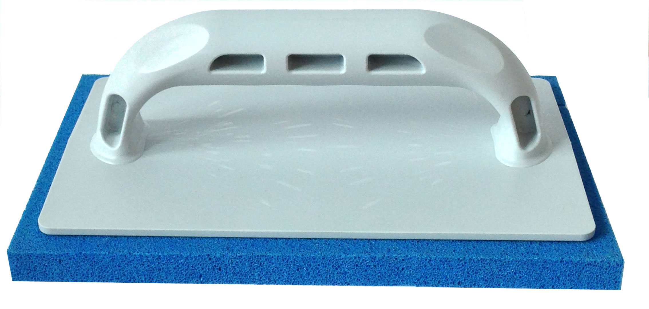 FRATTAZZO IN GOMMA MANICO IN PLASTICA Col. Blu (a grana fine) cm. 14x28