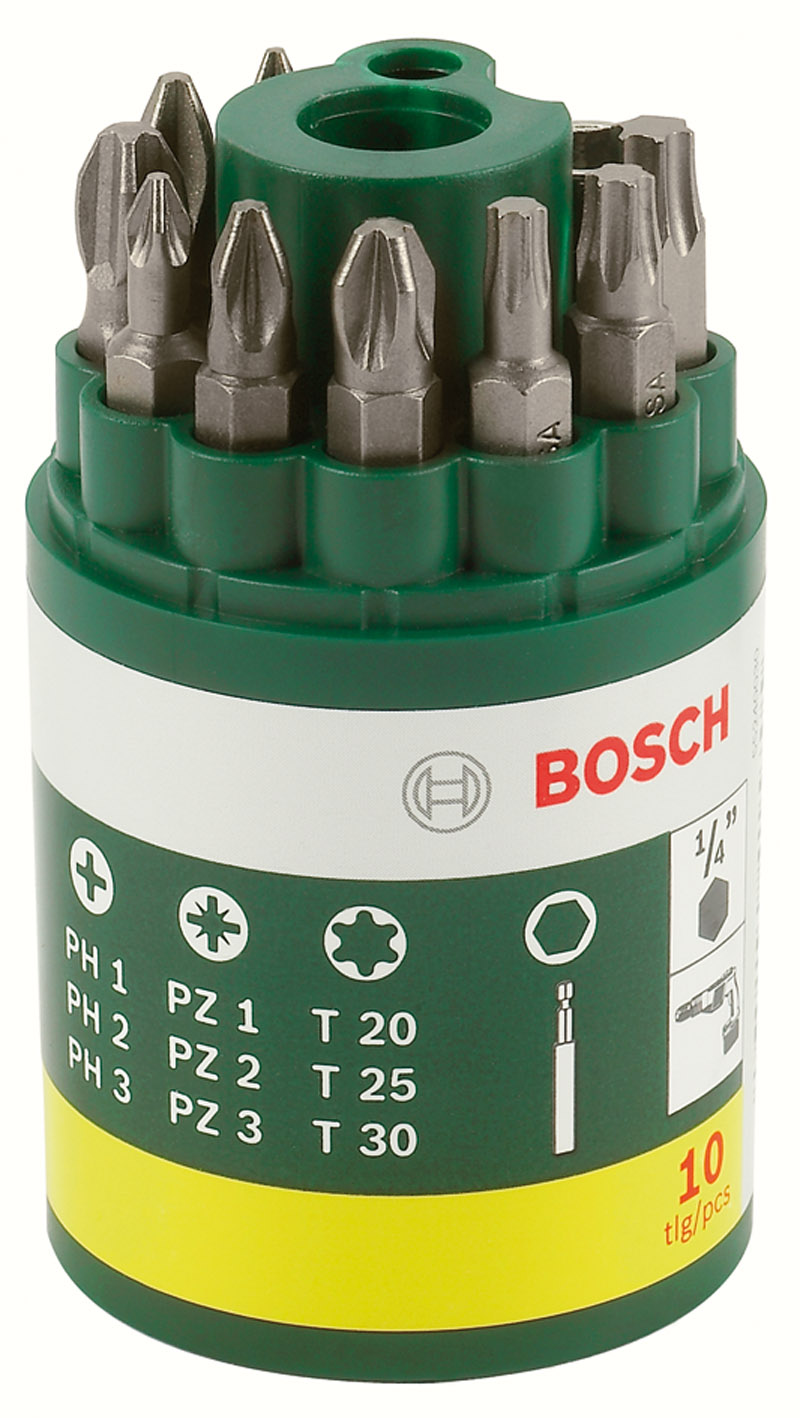 Bosch Assortimento Bit Di Avvitamento (Ph + Pz+ Torx) 10 Pezzi -