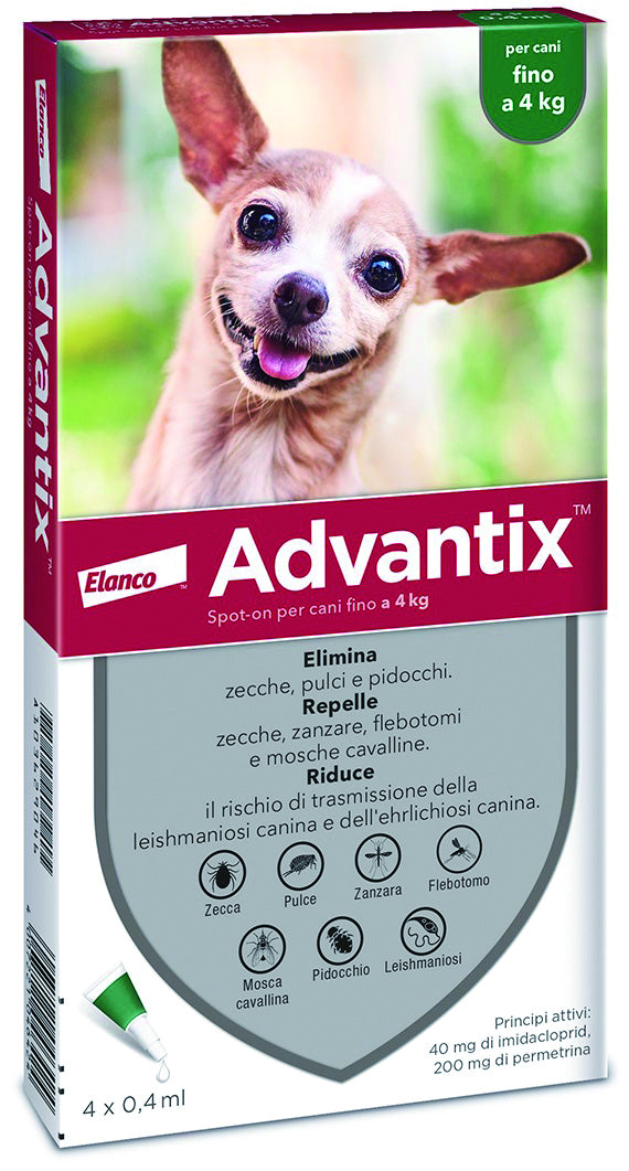 Elanco Antiparassitario Advantix (4 Pipette) Per Cani Fino A 4 Kg. -