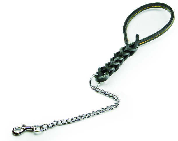 Utilia Pet guinzaglio in cuoio tripla treccia con catena cm. 60