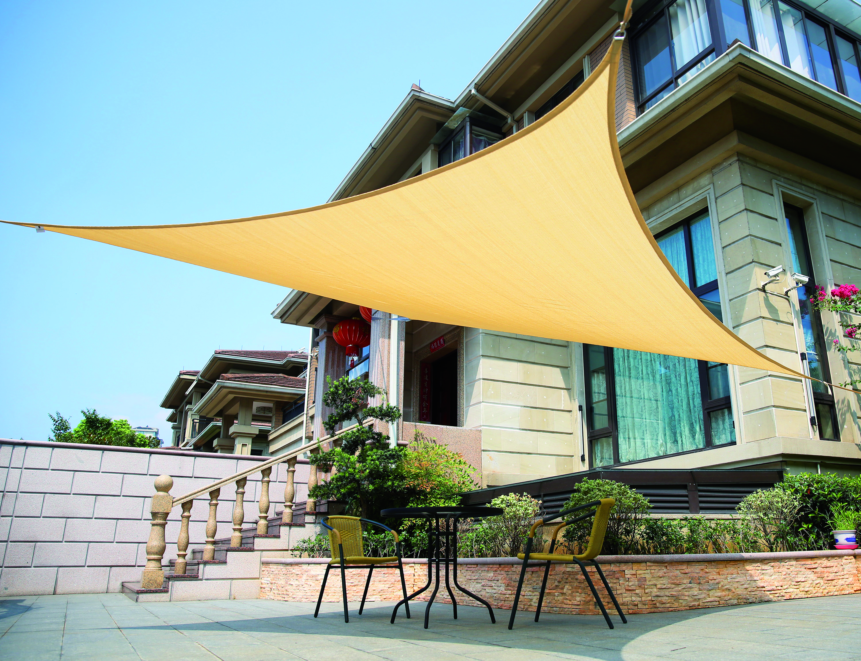 Confine VELA OMBREGGIANTE TRIANGOLARE Col. Beige mt. 3,6x3,6x3,6