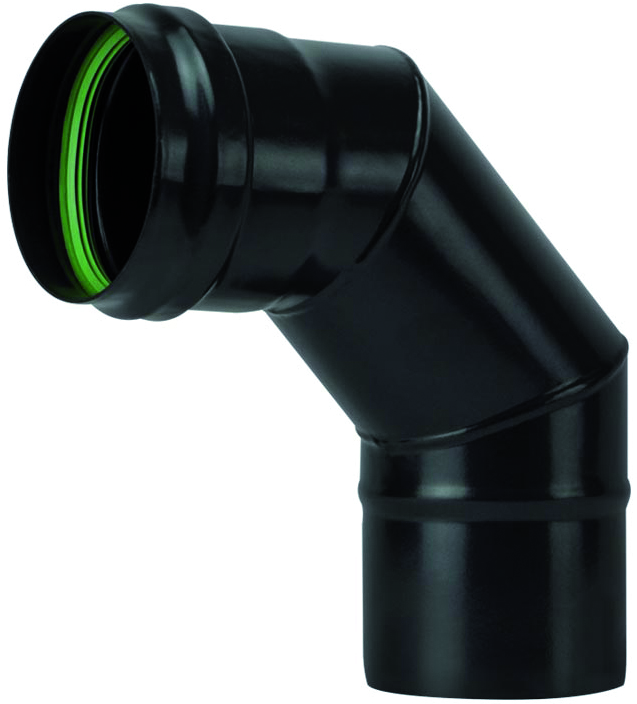 Save Gomito 90° Per Stufa A Pellet Light Senza Guarnizione Col. Nero Opaco Ø Cm. 8 -