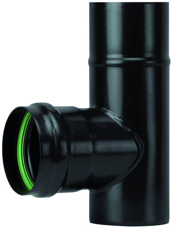 Save RACCORDO A T PER STUFA A PELLET LIGHT (M/F) SENZA GUARNIZIONE Col. Nero opaco Ø cm. 8 -